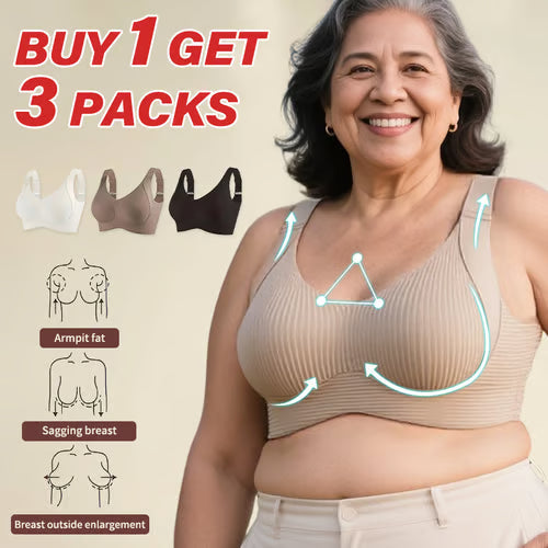 🏆Last Day Buy 1 Get 3 Packs🔥Super Firming Wire-Free Full Cup Bra All-Day Comfort No More Sagging (3-Pack Value Set)